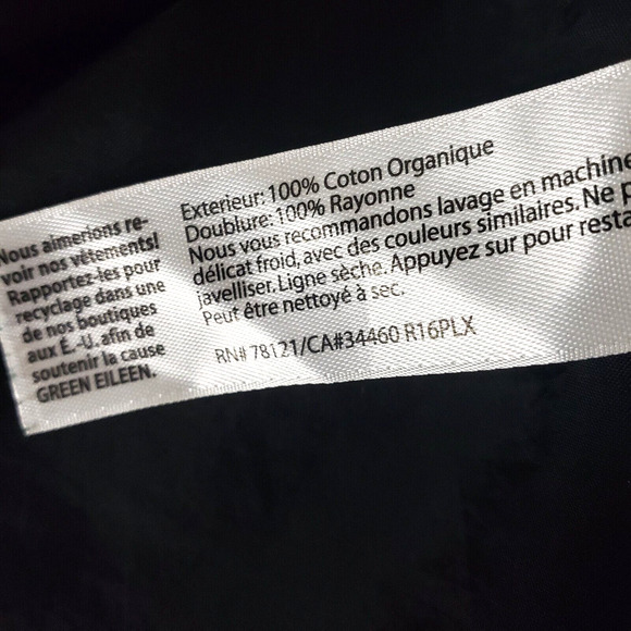 Eileen Fisher Black Collarless Organic Cotton Open Front Blazer Jacket 1/2 Sleev - Picture 5 of 8